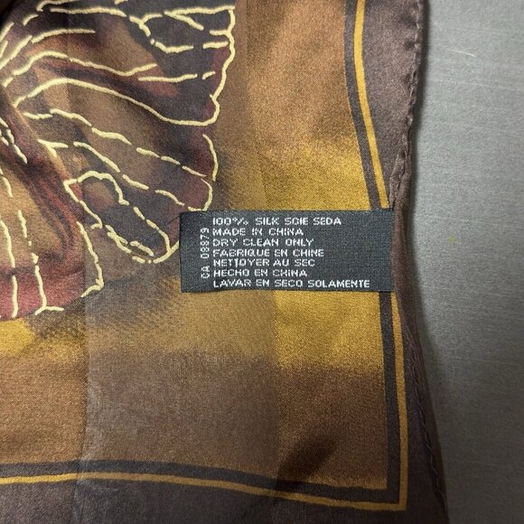 Vintage Luxury Fashion Silk Scarf Brown Striped Butterfly 56 x 26” Whimsy Fairy - Picture 5 of 5